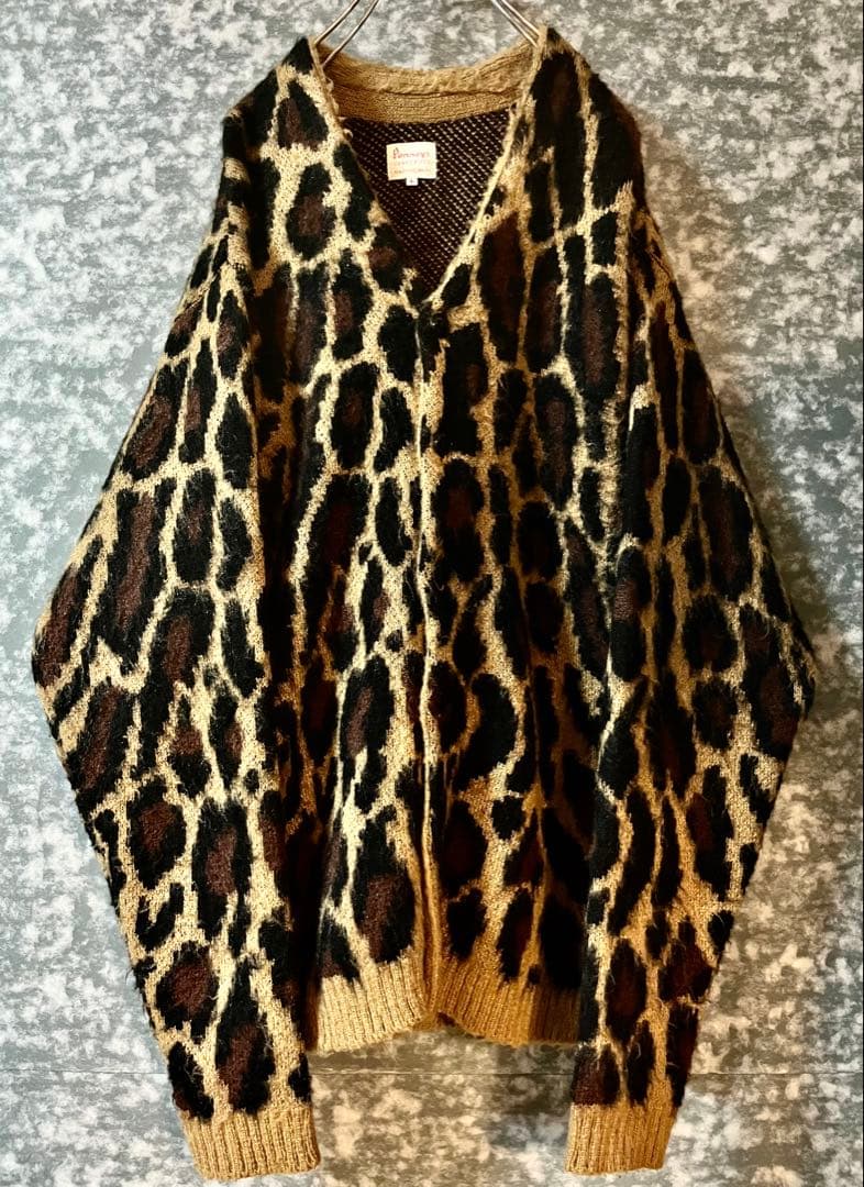 【雰囲気最高‼️】ペニーズ モヘヤライク レオパードカーディガン 古着 ビンテージ