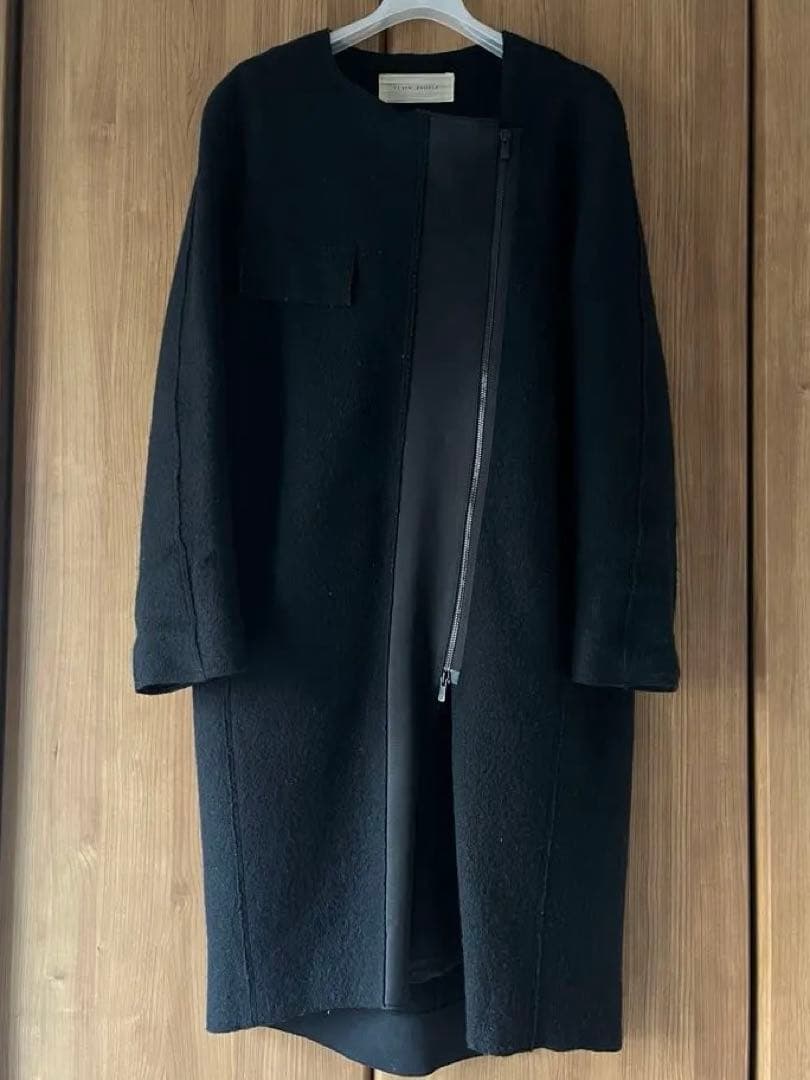 プレインピープル　圧縮ウールノーカラージップアップコート