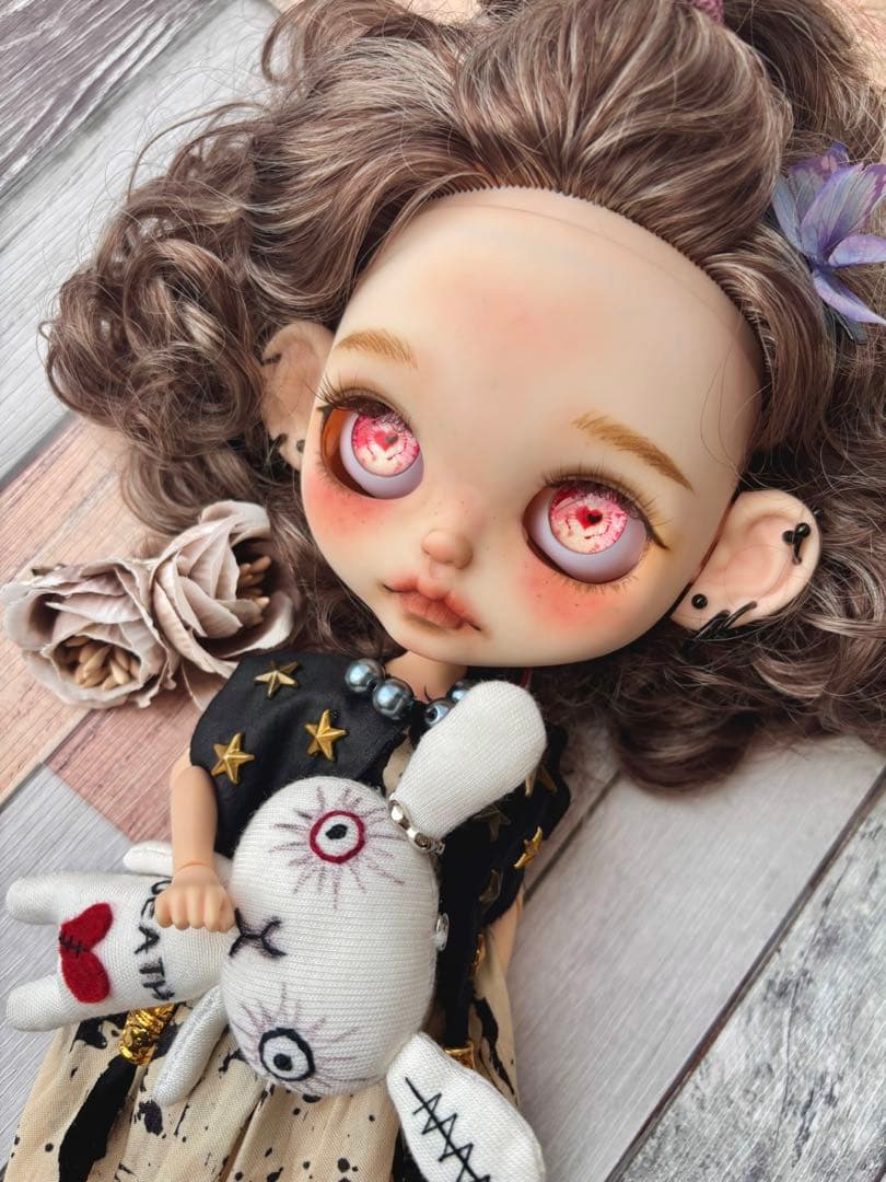 カスタムアイシードール　ネオサイズ　白ワンピース付　ブラウンmix ショート