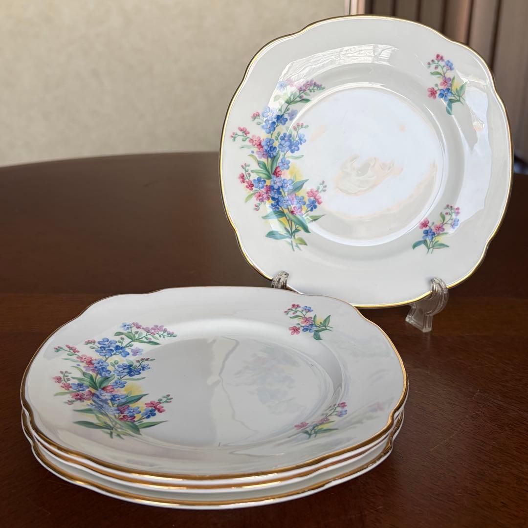 【英国ビンテージ】ダッチェス★勿忘草★ケーキ皿　4枚