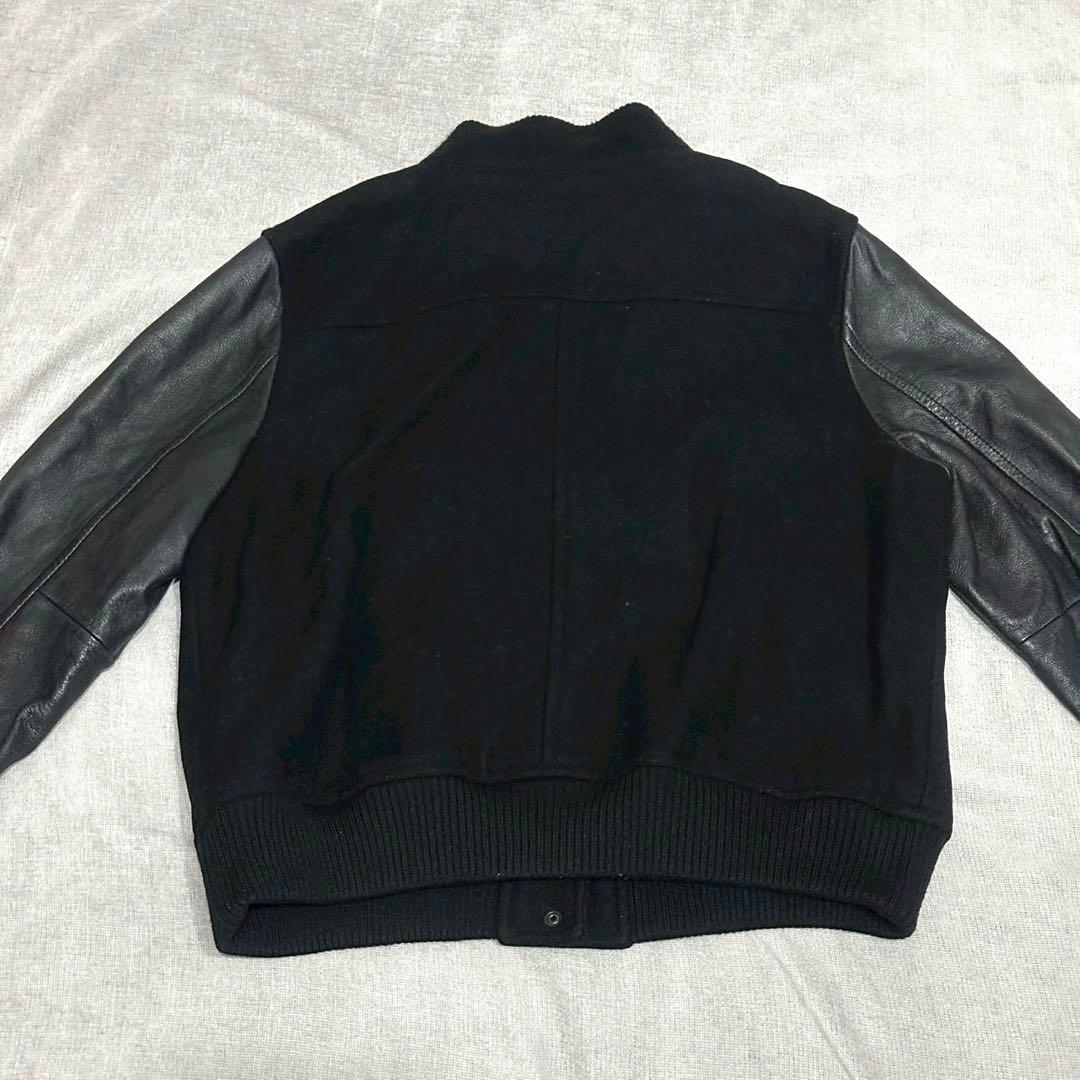 23区 ラムレザー コンビスタジャン ブルゾン ウール混　ブラック 46