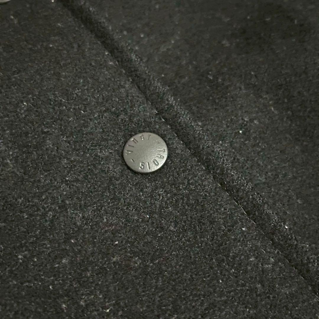 23区 ラムレザー コンビスタジャン ブルゾン ウール混　ブラック 46