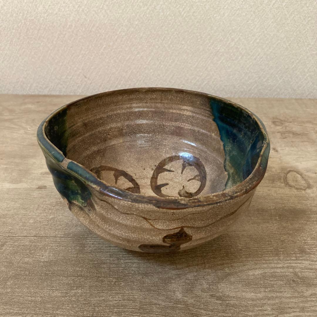 古瀬戸　織部　時代抹茶茶碗　江戸末〜明治〈検 絵志野　加藤春岱　美濃焼