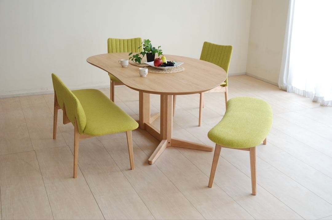 【送料無料】極美品 豆型ビーンズテーブル140cm レッドオーク材 ナチュラル