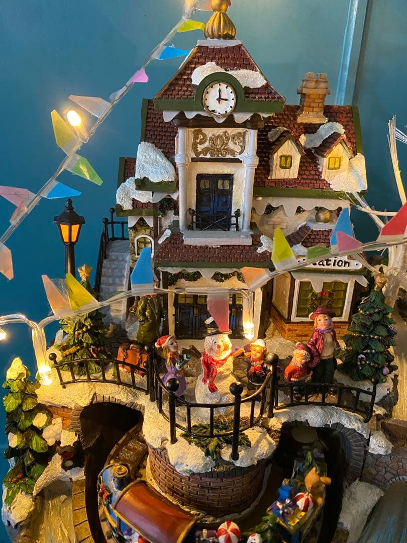 ビンテージ　クリスマス駅舎の装飾品 動く列車　音楽が流れます