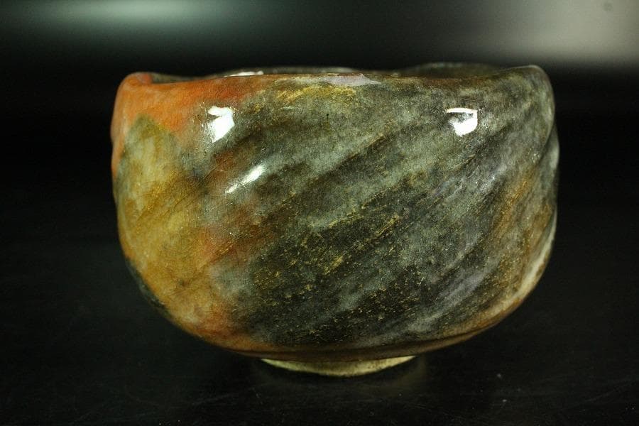 茶道具 小川長楽作 赤楽茶碗 書付(K-XA949)