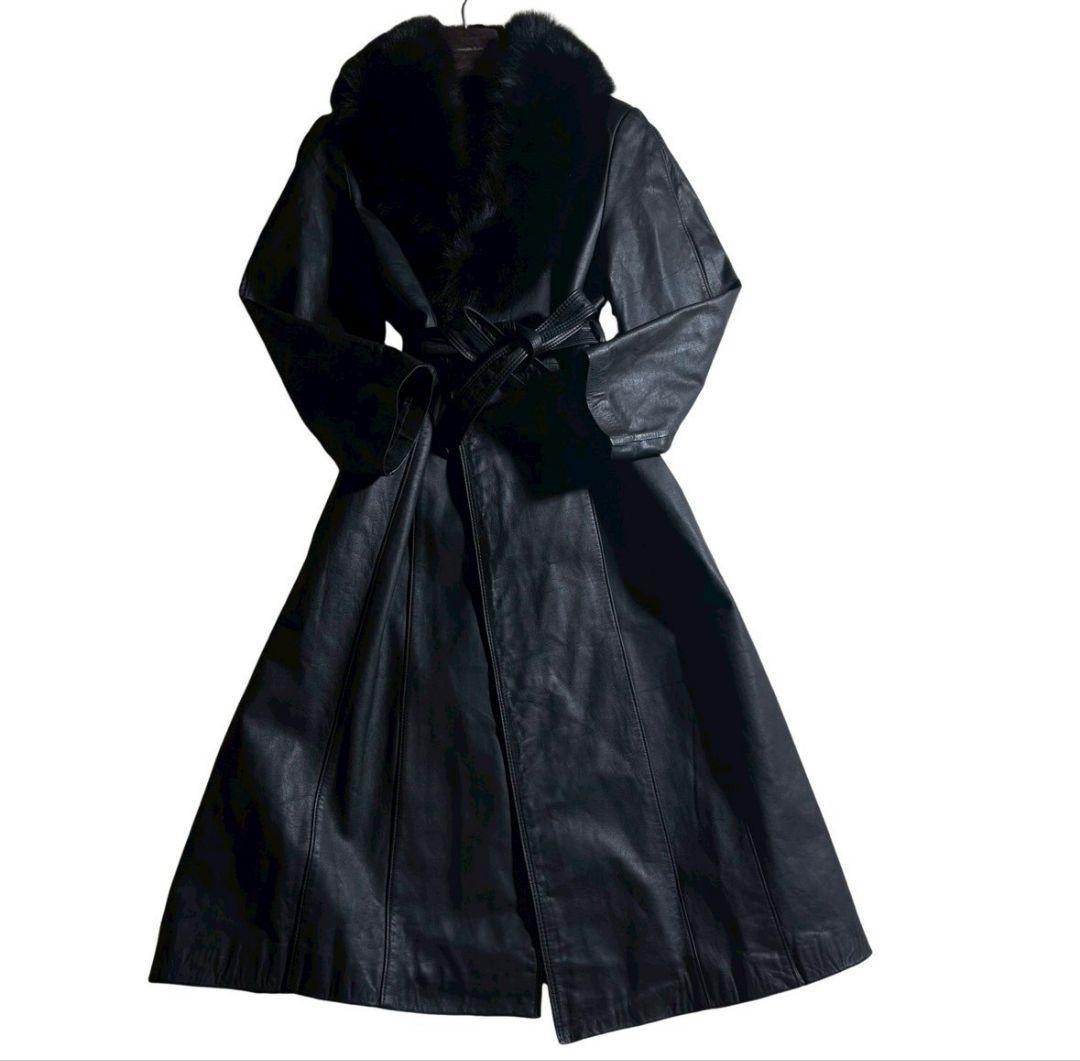 パルティーナ レザー ロングコート ファー ベルト