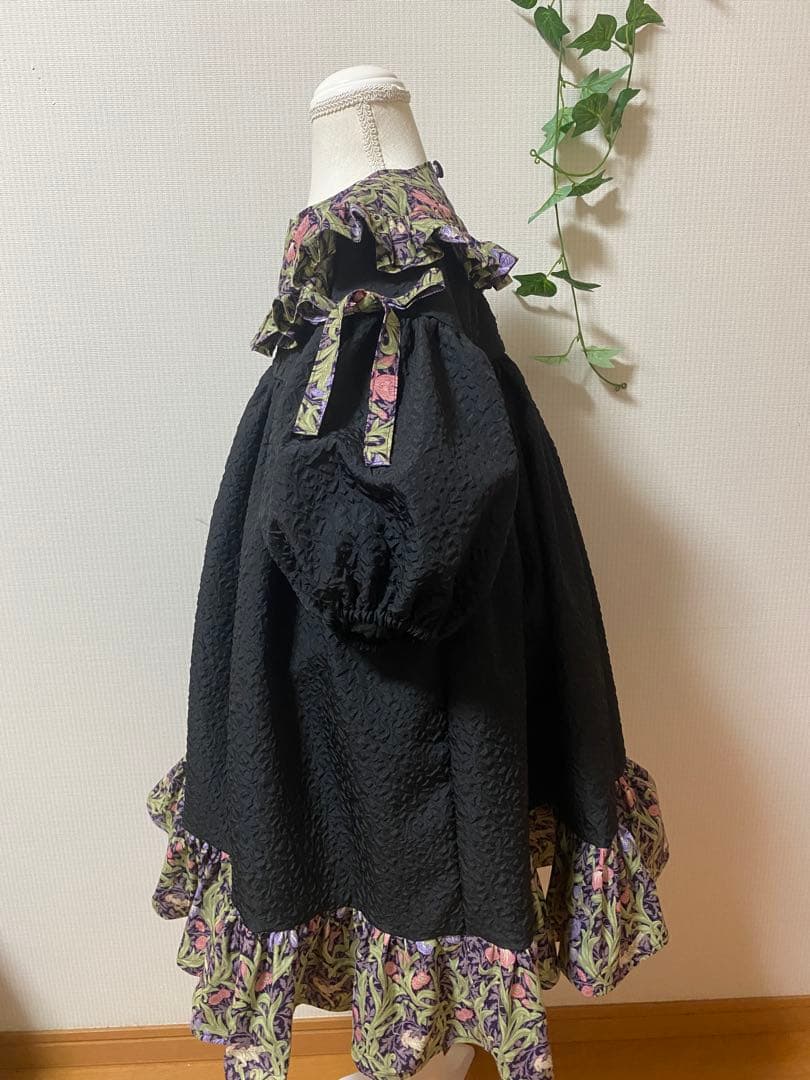 ハンドメイド　ウエストギャザーワンピース