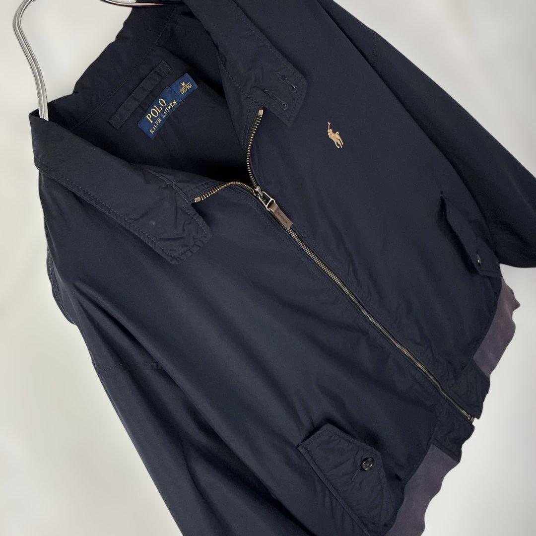 ポロラルフローレン　スイングトップ　ネイビー紺色　刺繍ロゴ　ナイロン　スウィング