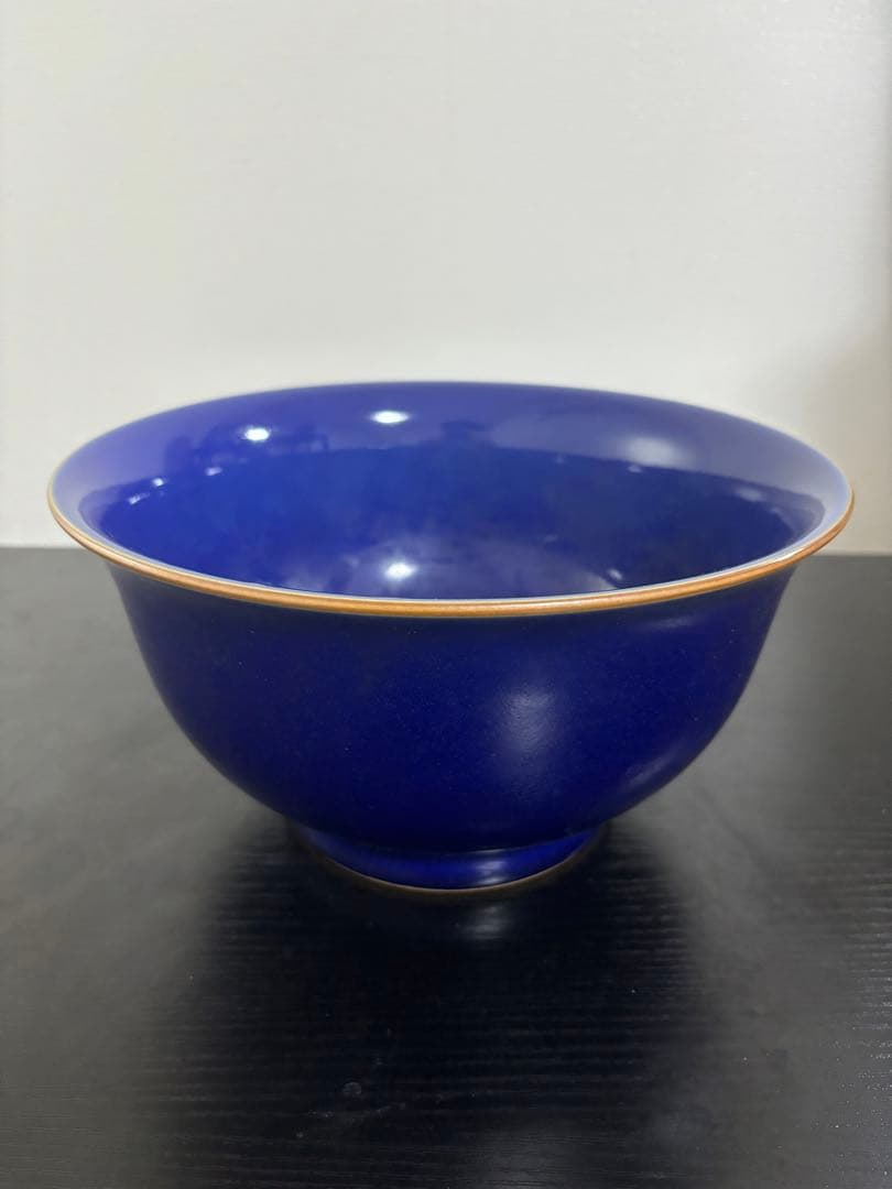 中国　古物　骨董品　碗 藍釉 中国美術