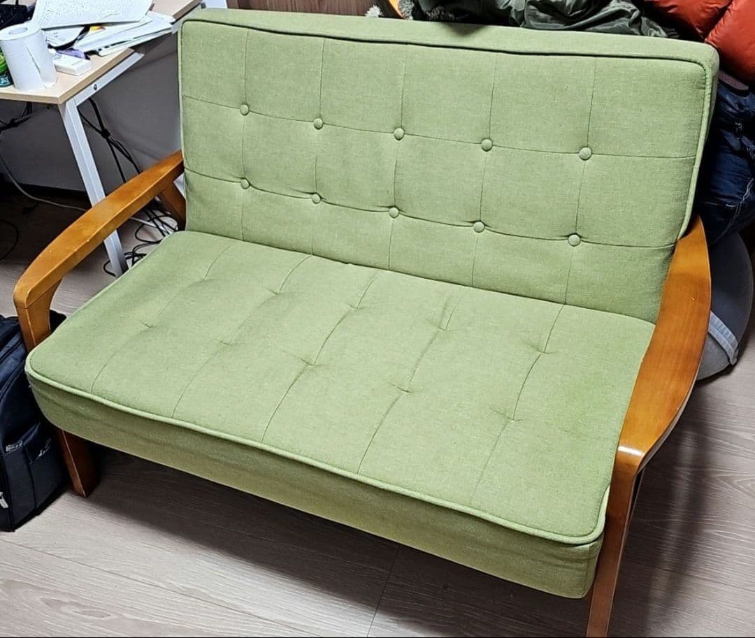 2人掛けソファ天然木フレームのコンパクトソファ 布張りタイプ