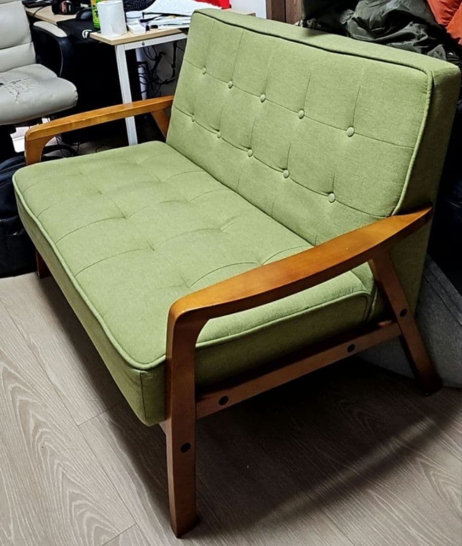 2人掛けソファ天然木フレームのコンパクトソファ 布張りタイプ