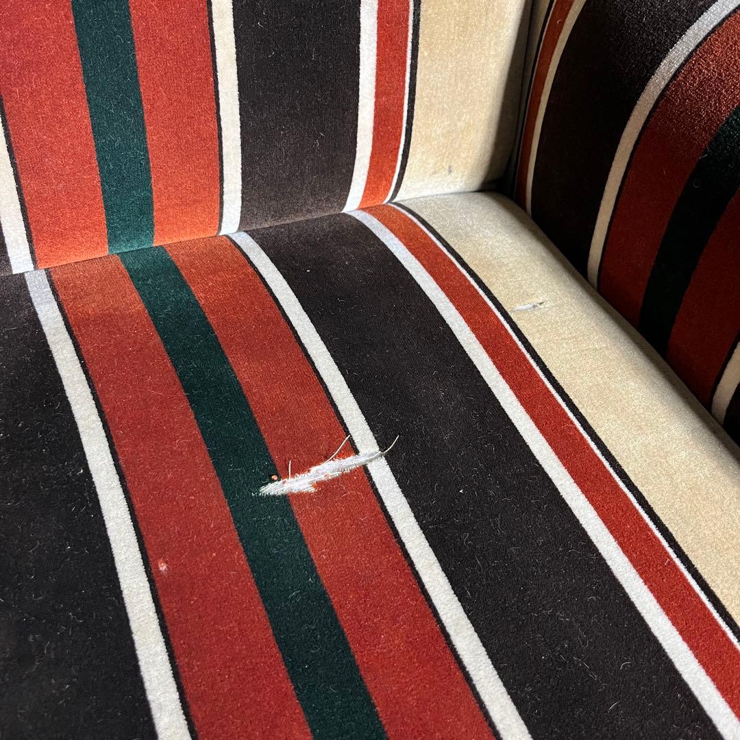 ☆激レア☆ビンテージソファー☆ベロア地☆ストライプがお洒落☆A