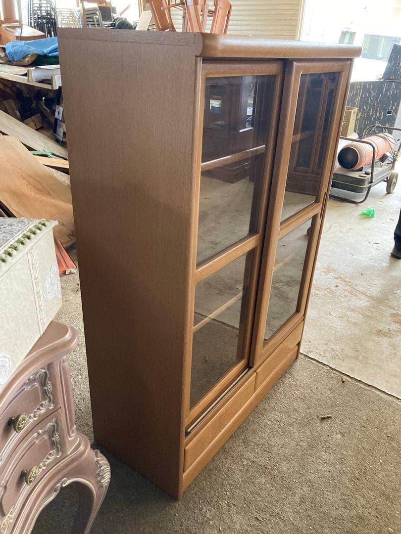 浜本工芸　書棚　360書棚H スライド扉中棚2段引出し2杯