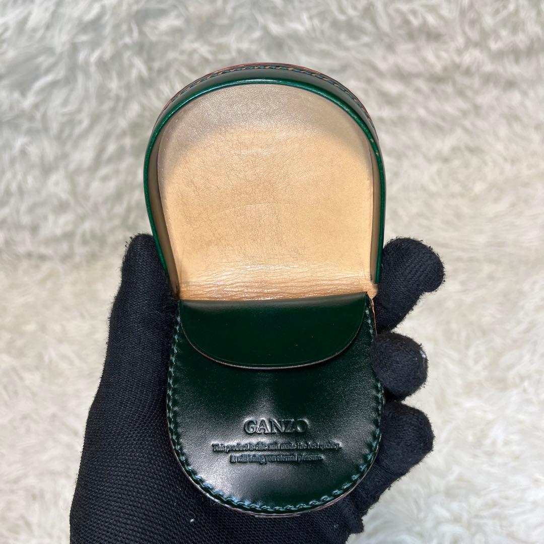 【美品】GANZO 馬蹄型ケース コードバン レザー グリーン
