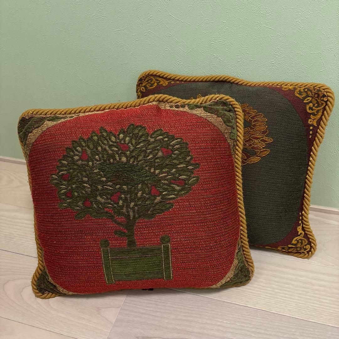 マルベリー　ホーム　木と鳥のデザイン クッションカバー 2個セット