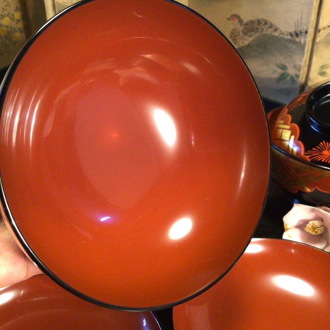 A810 木製漆器　懐石道具　秀衡塗　椀　（丸三漆器）5客箸　5膳　揃え