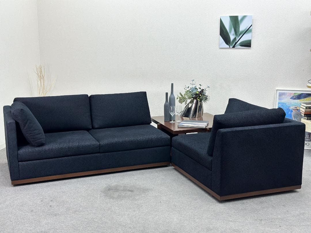 ■リッツウェル■GINA　モジュラー　3Pソファ　セパレート　ファブリック　濃紺