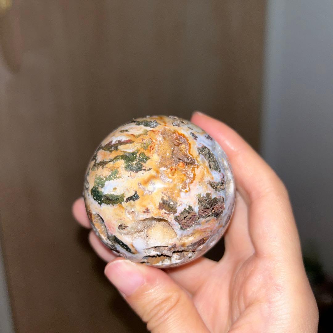 オーシャンジャスパー スフィア 結晶 ジオード 56.3ミリ