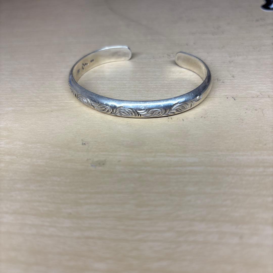 ichi シルバー925 バラ彫刻 カフバングル