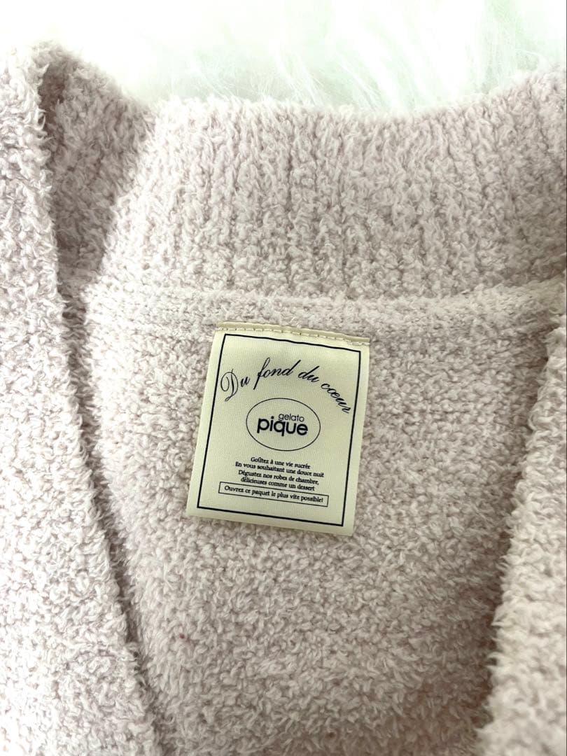 ジェラートピケ チェリージャガードカーディガン ピンク