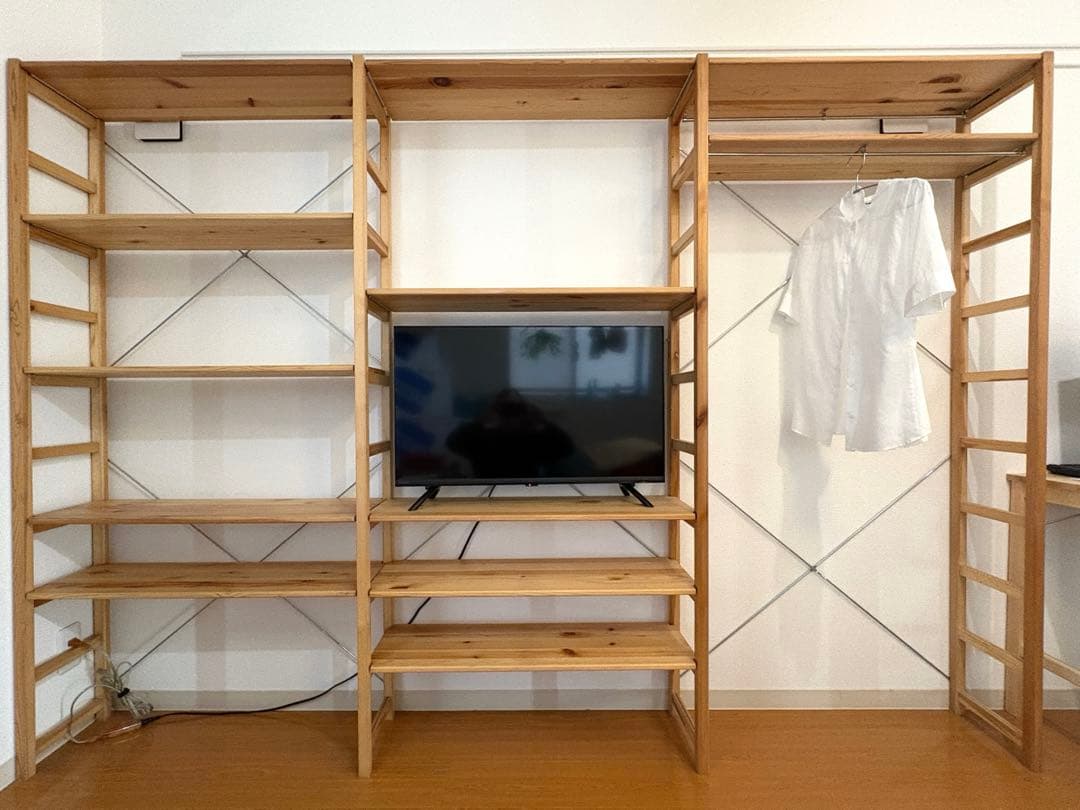 パイン材ユニットシェルフ奥行２５ｃｍタイプ・８６ｃｍ幅・大