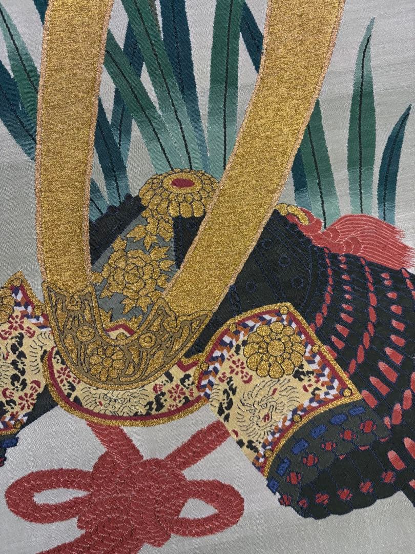 【未使用極美品】つづれ織掛軸 菖蒲に兜 桐箱付 京都西陣織 全長約192cm