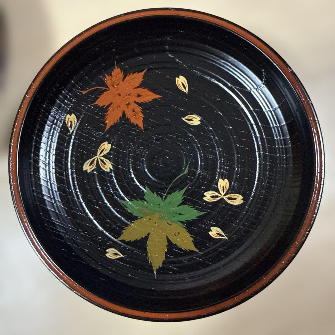 【平安表派 川瀬表完作 佐野長寛写？　 変絵 銘々皿×10客】天然木製