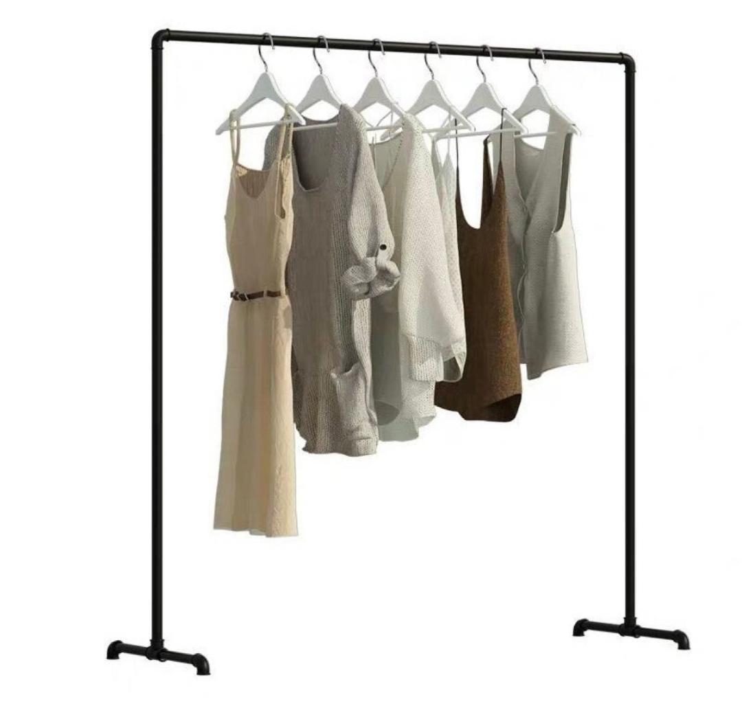 【訳あり②】アイアンハンガーラック ハンガーラック パイプラック ブラック 黒