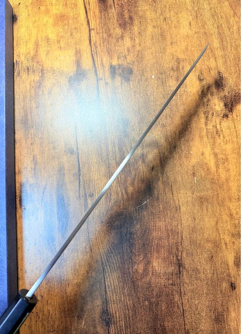 【堺打刃物】　祥太郎作　刺身　先丸　包丁　尺　白二鋼 黒檀八角水牛柄