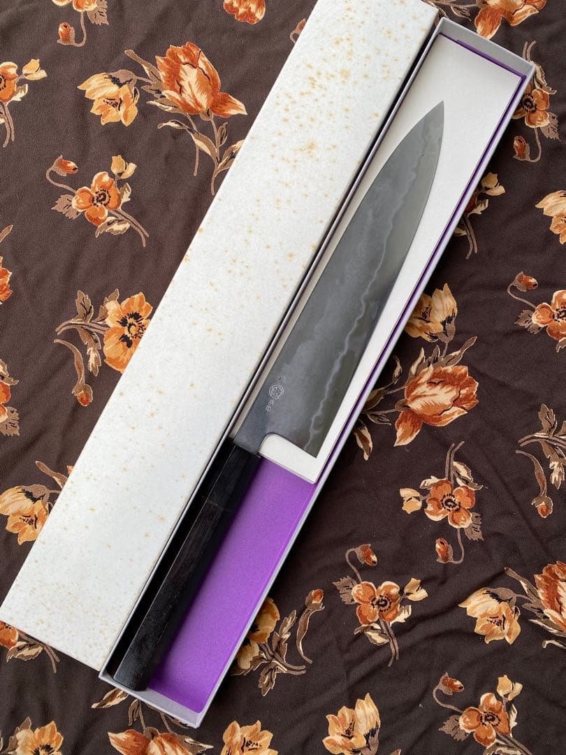 TAKADA no HAMONO 水墨青一鋼牛刀240mm黒檀水牛八角柄