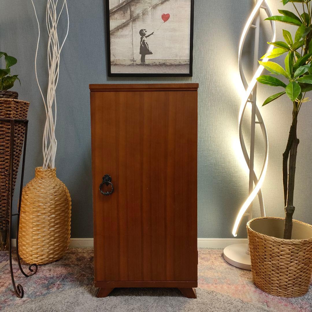 昭和レトロ LPレコード収納キャビネット ヴィンテージ木製ラック