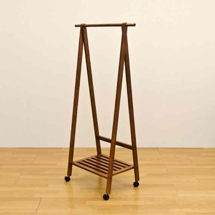 ☆定価22464円☆キャスター付き　ハンガーラック　棚付き　BR/WW