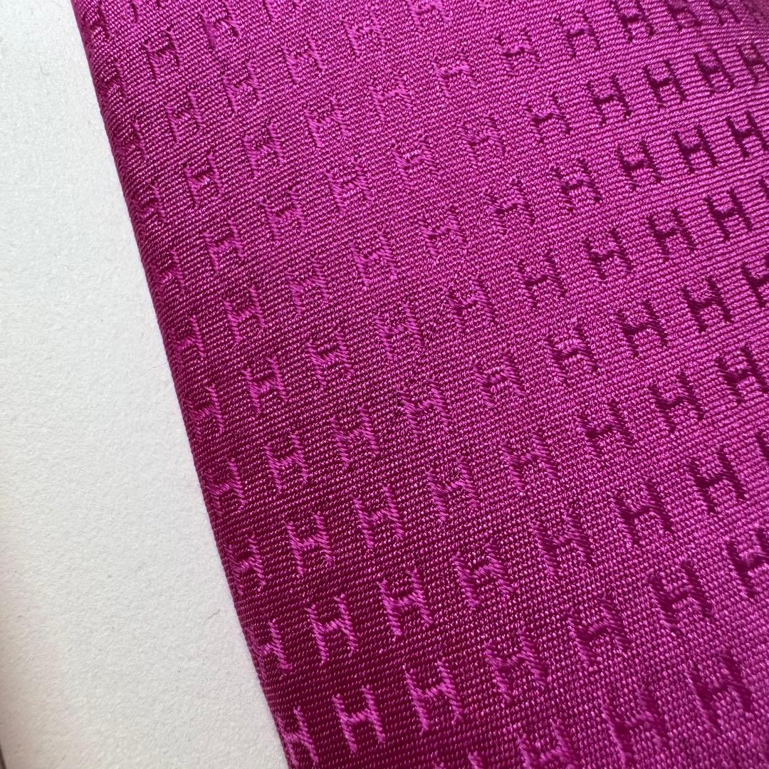 最高級 HERMES エルメス ファソネ H柄 ネクタイ フューシャピンク