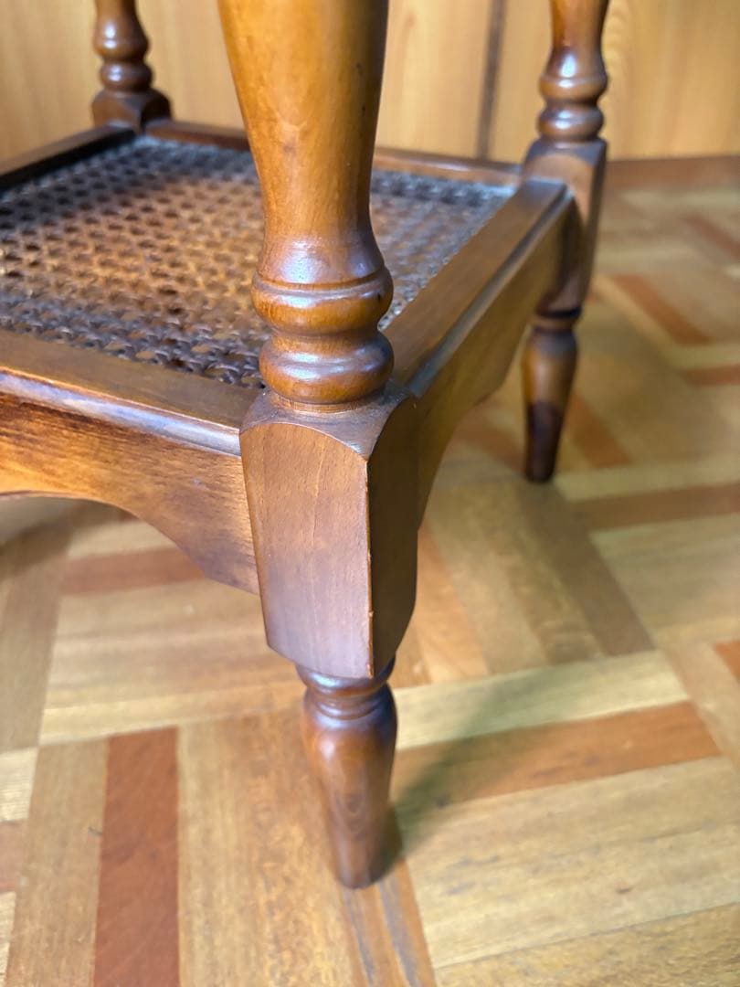 オールドカリモク 花台 電話台 ラタン サイドテーブル アンティーク