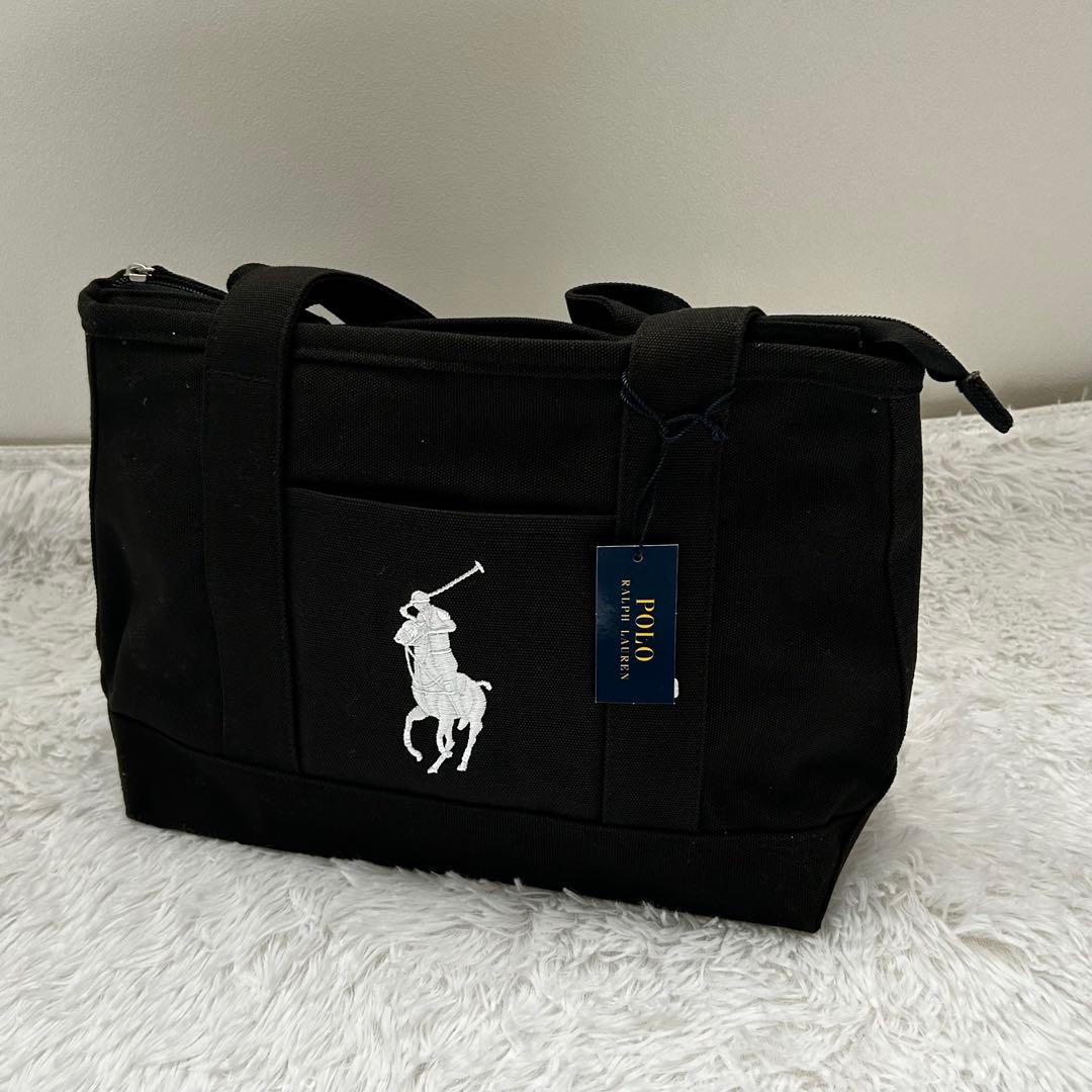 新品polo ralph lauren トートバッグ　ラルフMEDIUM 黒