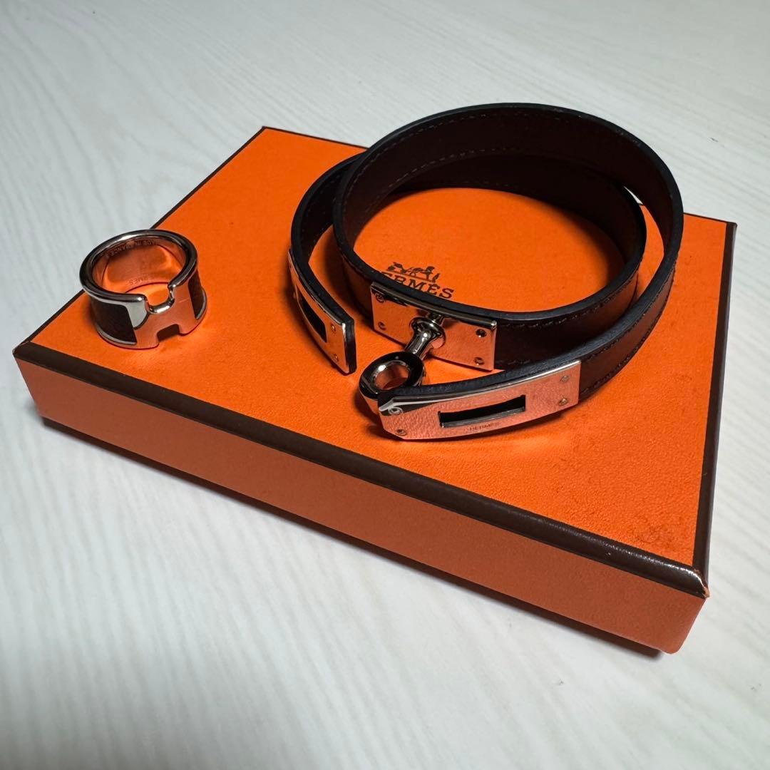 エルメス ブラックレザーブレスレット