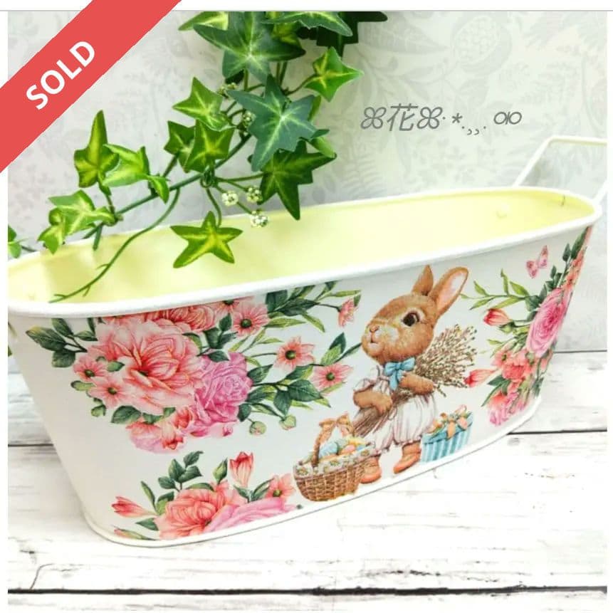 デコパージュꔛ‬ꕤリメ缶 ♡プランター ♡鉢カバー ♡小物入れ♡インテリア雑貨