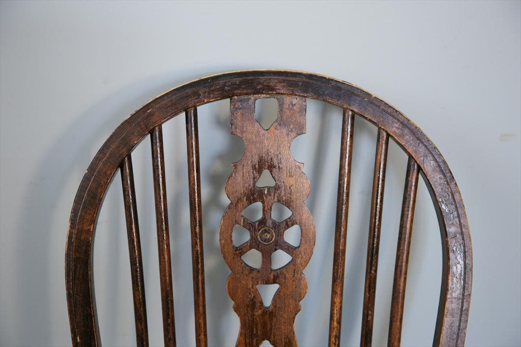 英国アンティーク木製ホイールバックチェア/ダイニングイス/椅子(92-38-1)