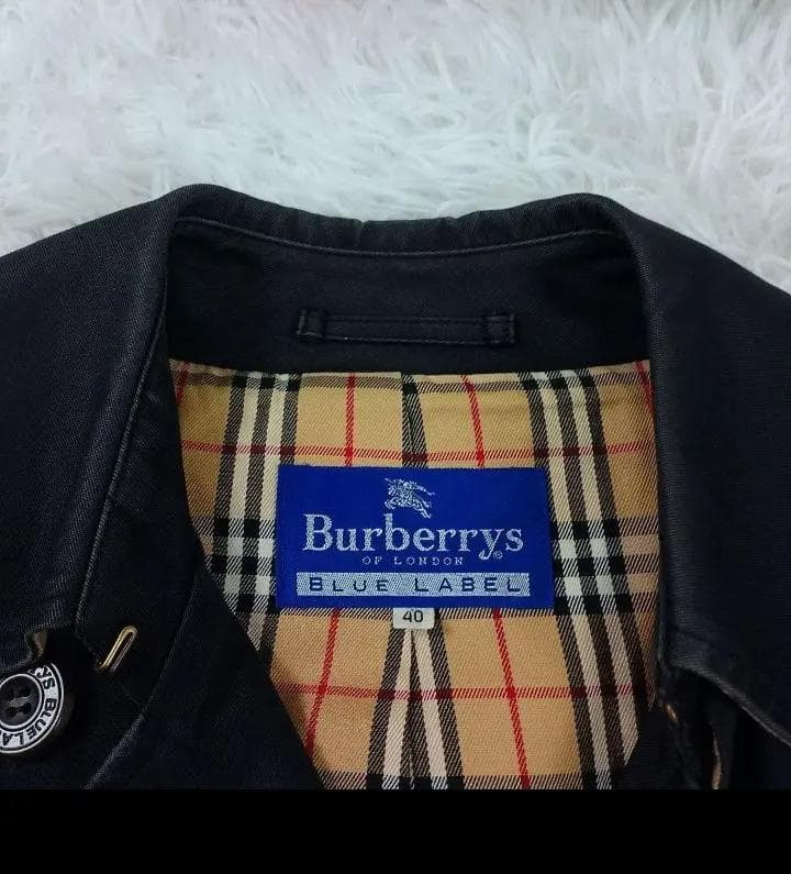 【90's】ノバチェック バーバリーブルーレーベル ベルテットコート L 黒