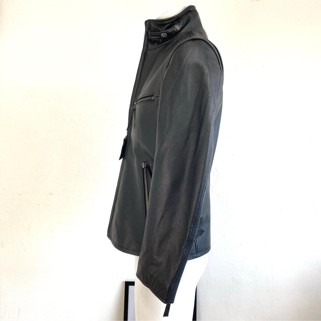 【大人気】ブラック シングルライダース レザージャケット 牛革 黒 メンズ