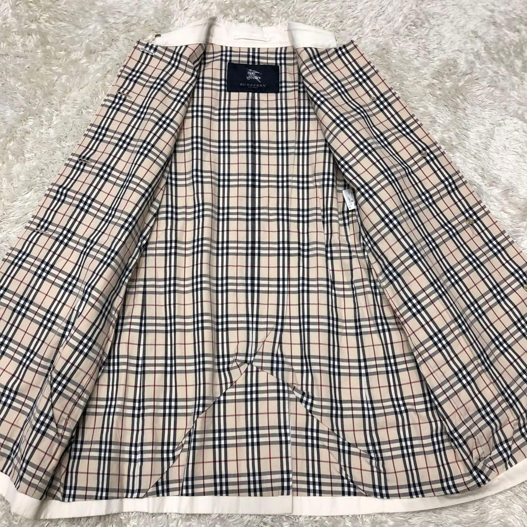 バーバリーロンドン ステンカラーコート オフホワイト系 ノバチェック裏地 11号
