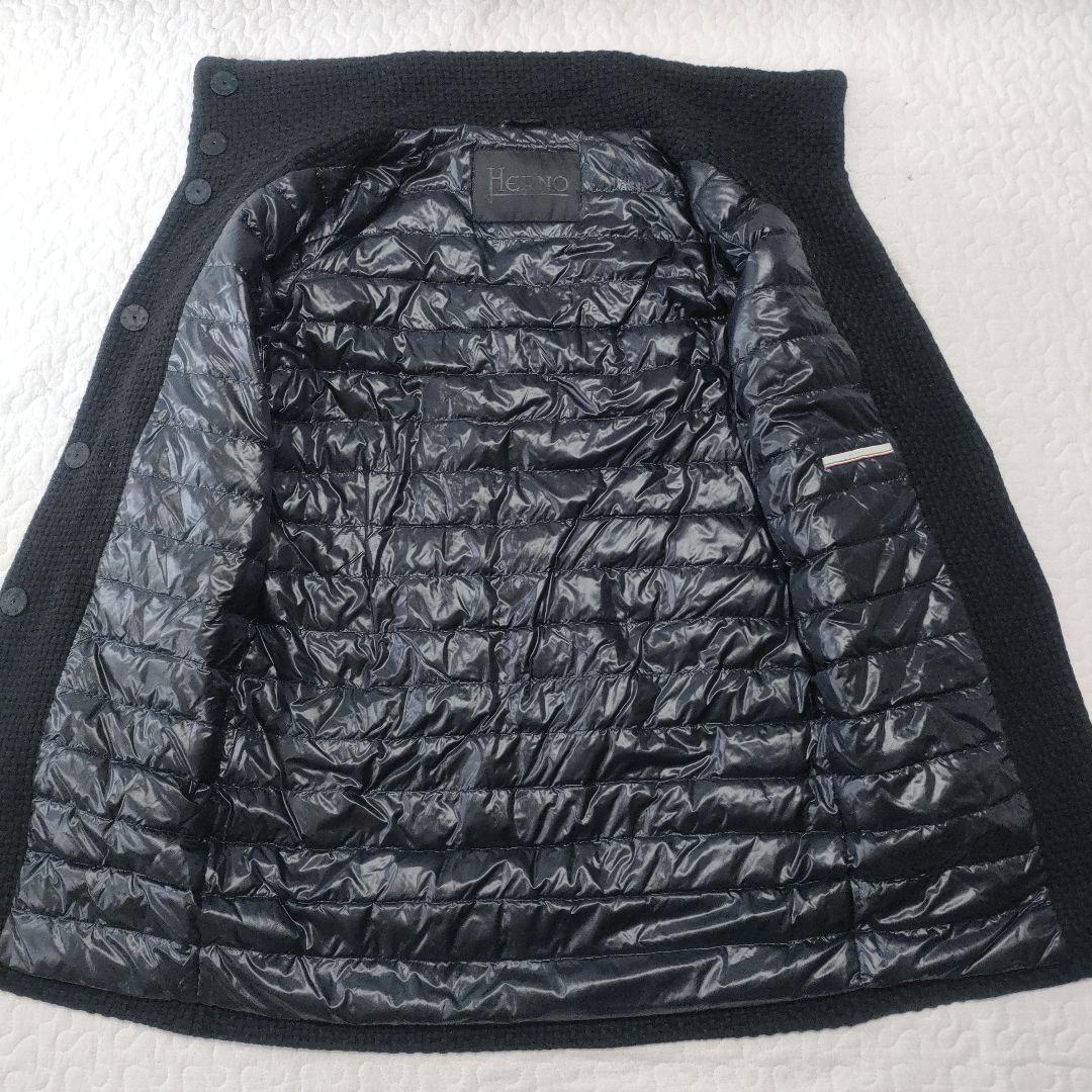 美品✨HERNO　黒タグ　編込みニットフェイスダウンコート　黒　44