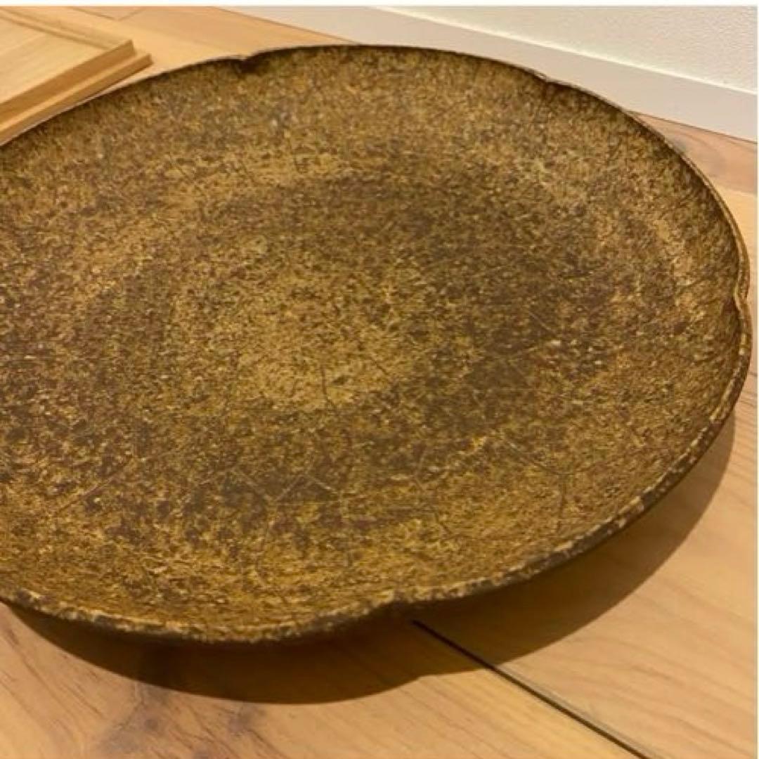 【未使用品】萩伊羅保線文字鉢　野坂康起造　共箱　布付き　山口県指定無形文化財