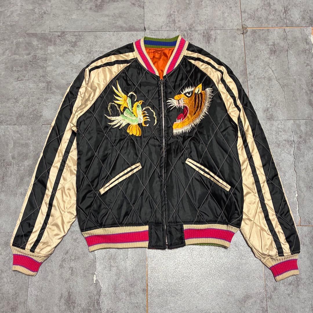 キャブクロージング　スカジャン　リバーシブル　ブラック　キルティング　オレンジ