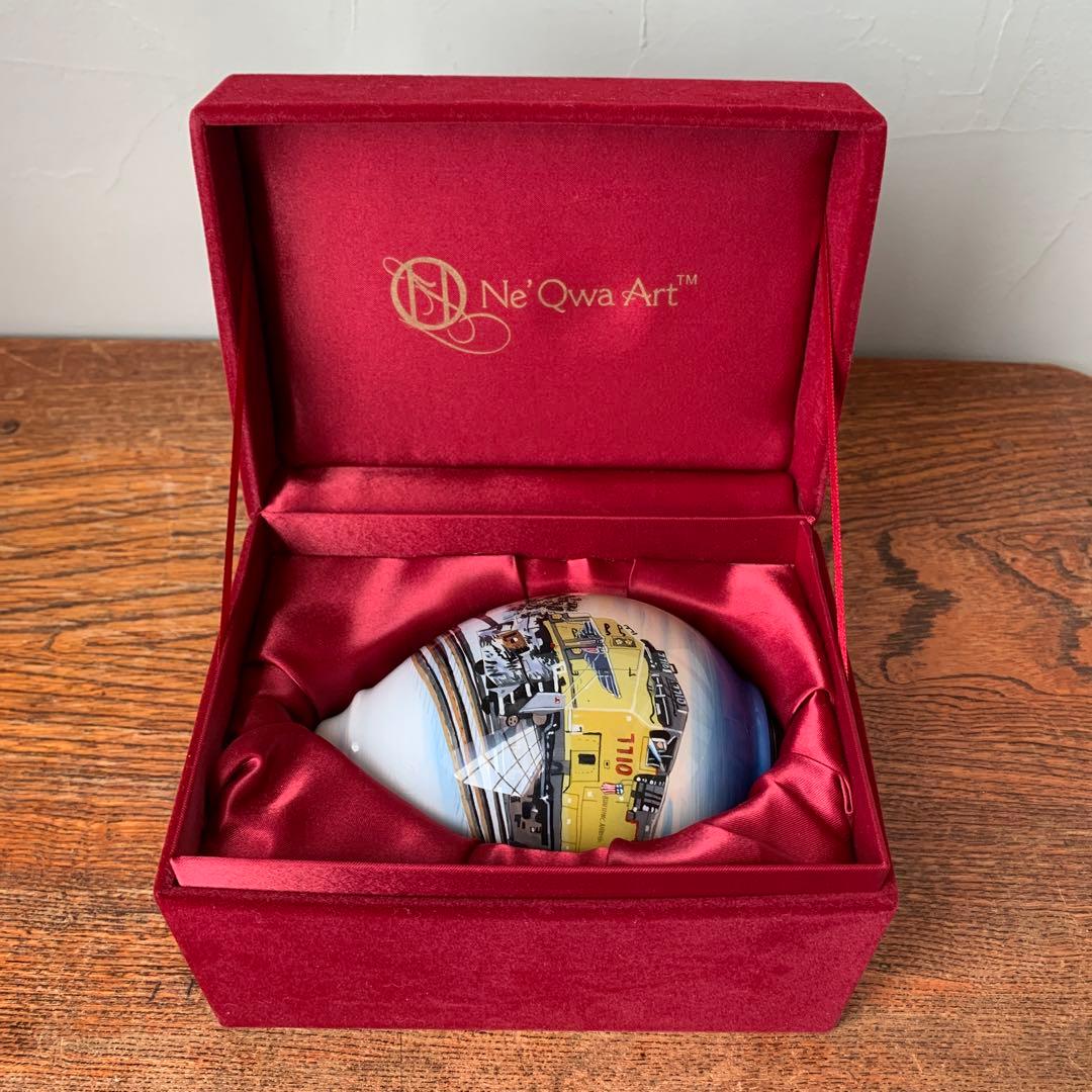 アメリカ　ハンドメイド　手描き　ガラス　オーナメント　箱入り　電車　鉄道