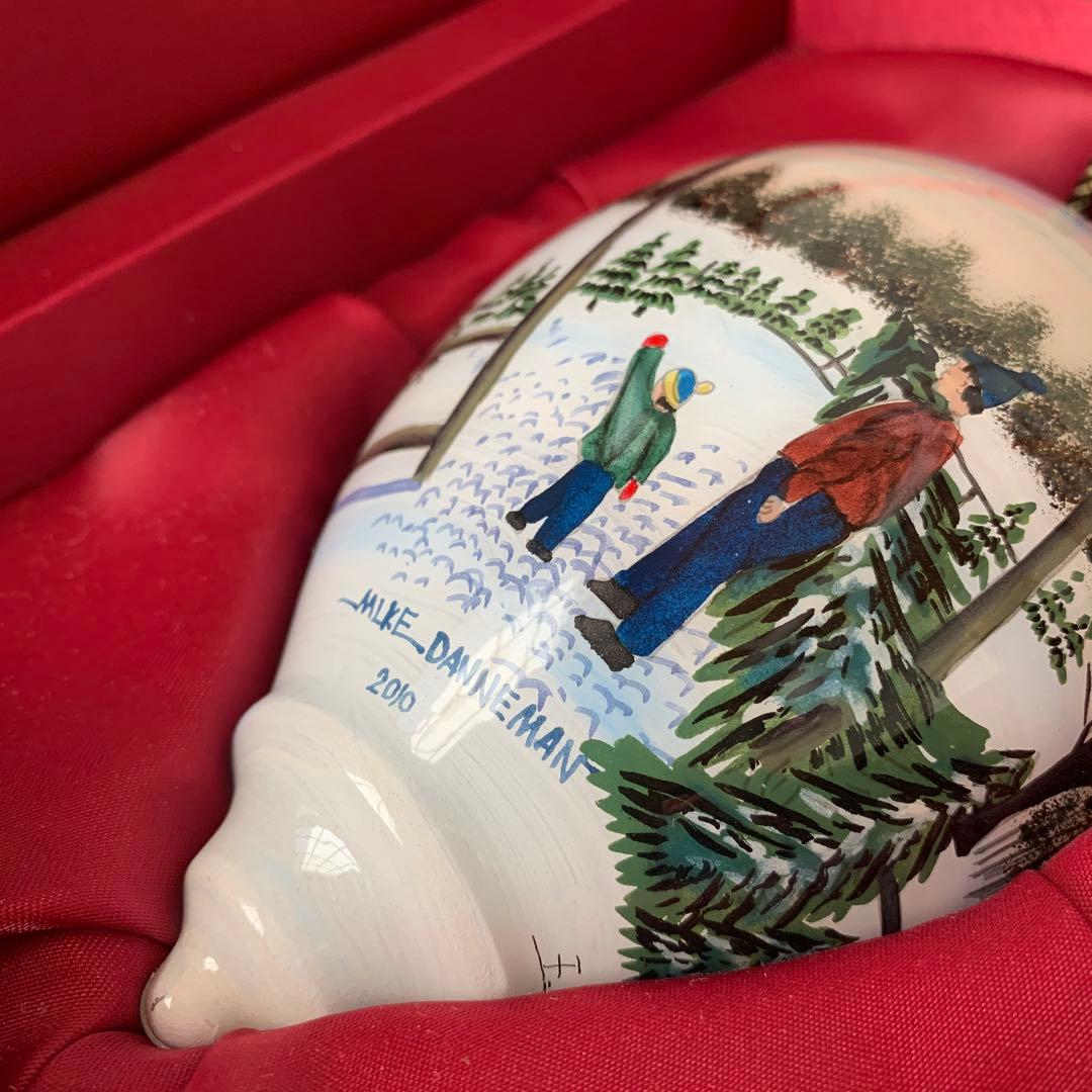 アメリカ　ハンドメイド　手描き　ガラス　オーナメント　箱入り　電車　鉄道