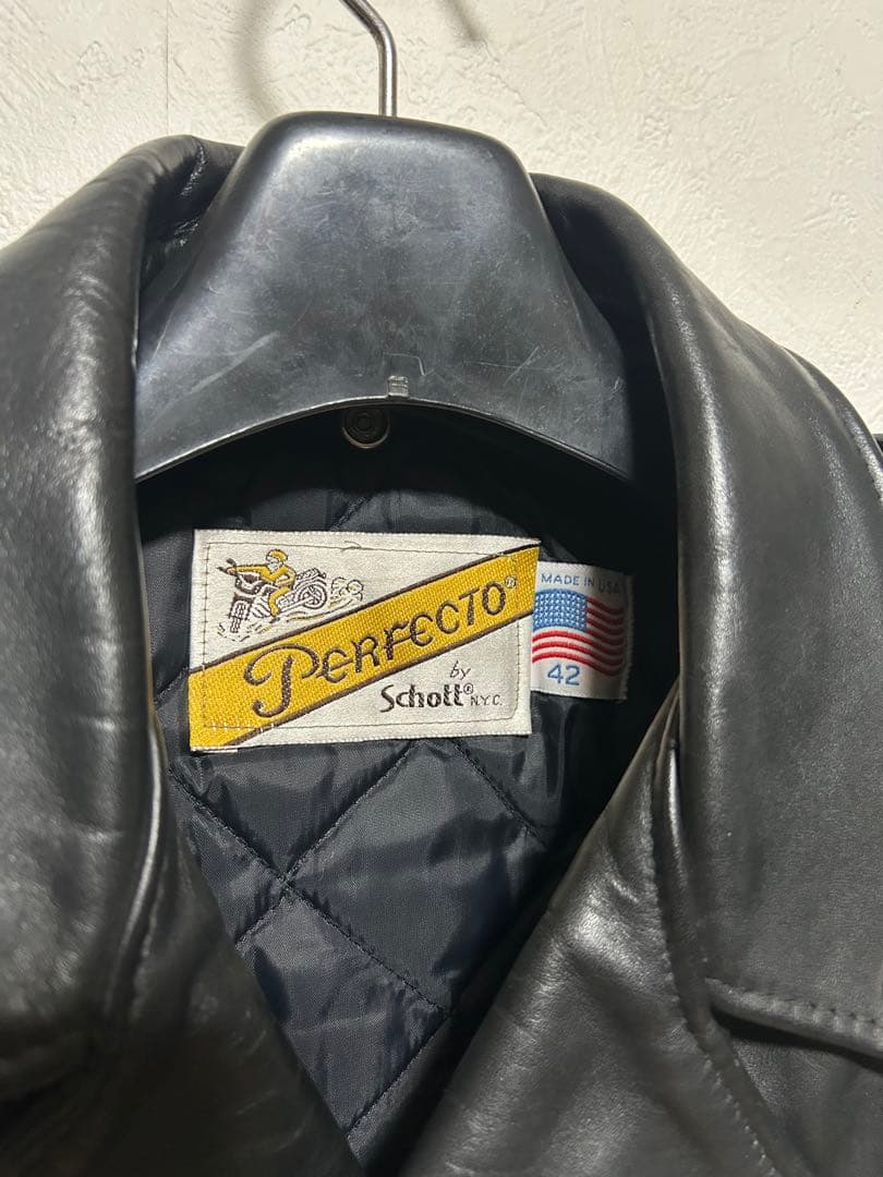 Schott ライダースジャケット　ダブル　本革　618 黒　42