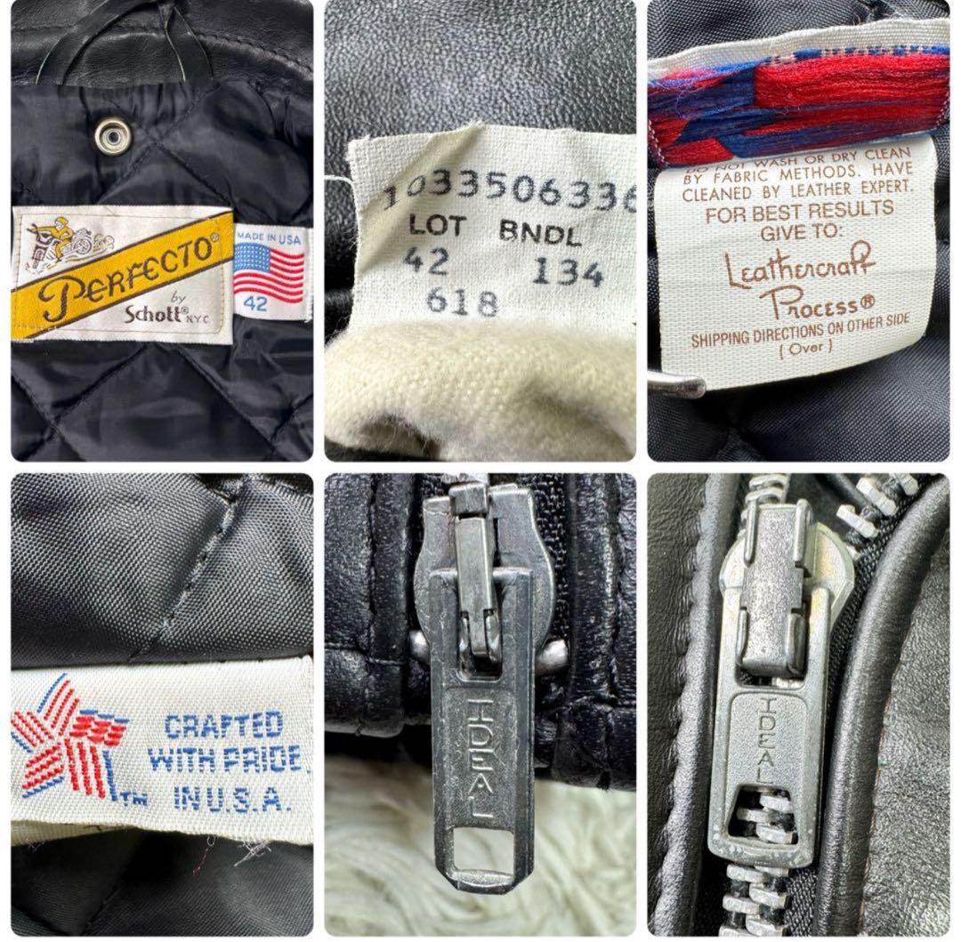 Schott ライダースジャケット　ダブル　本革　618 黒　42