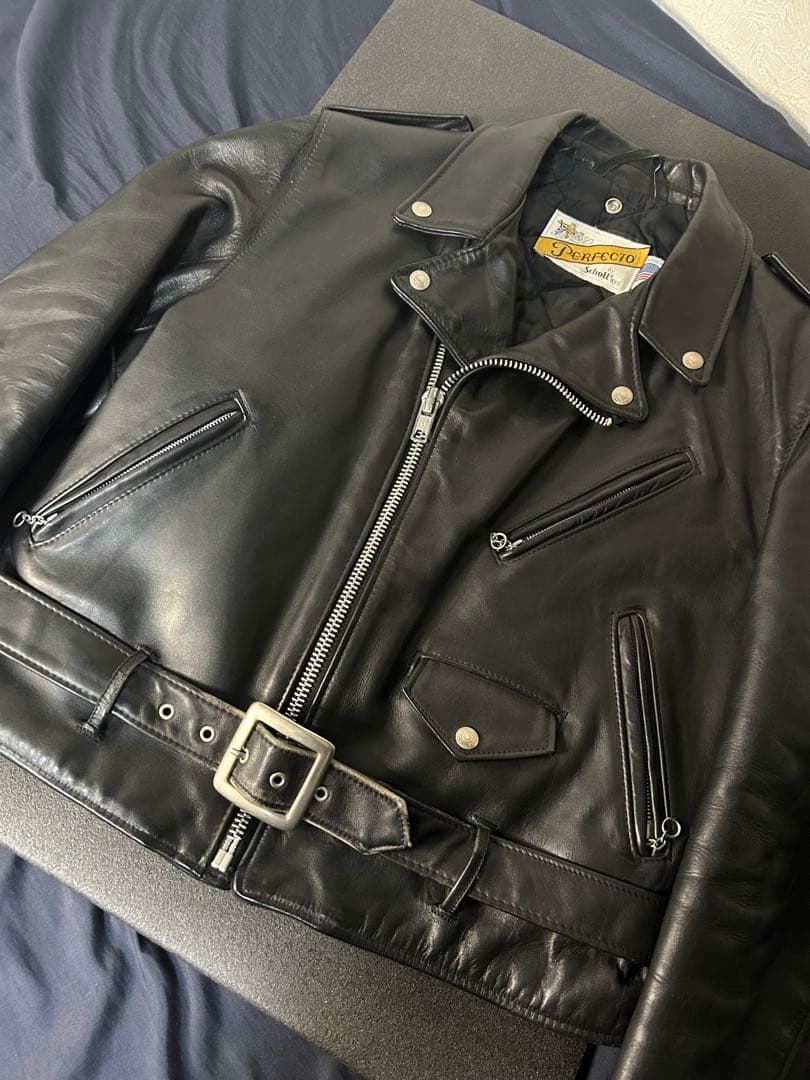 Schott ライダースジャケット　ダブル　本革　618 黒　42